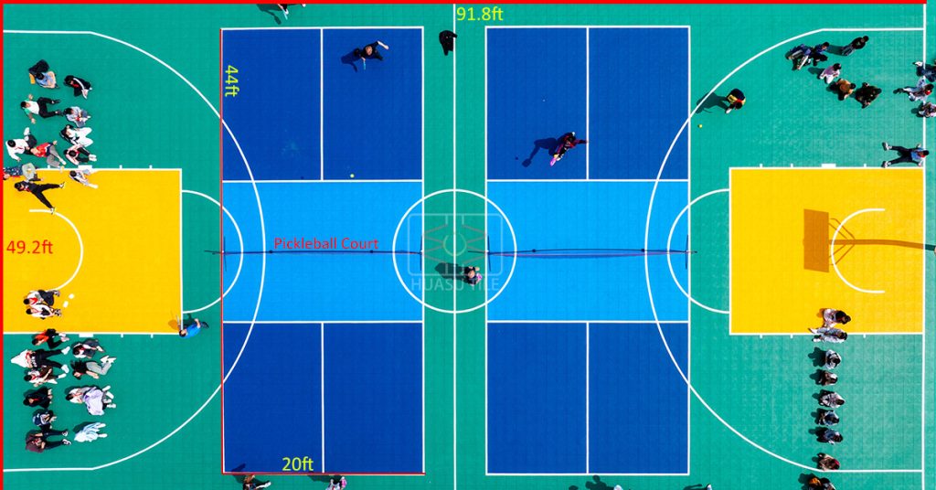 multi sport court dimensions schematic diagram basketball pickleball